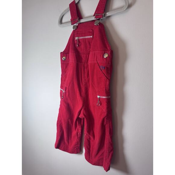 Izod Lacoste Vintage Red Corduroy Baby Overalls 9-12 Months - Picture 5 of 10